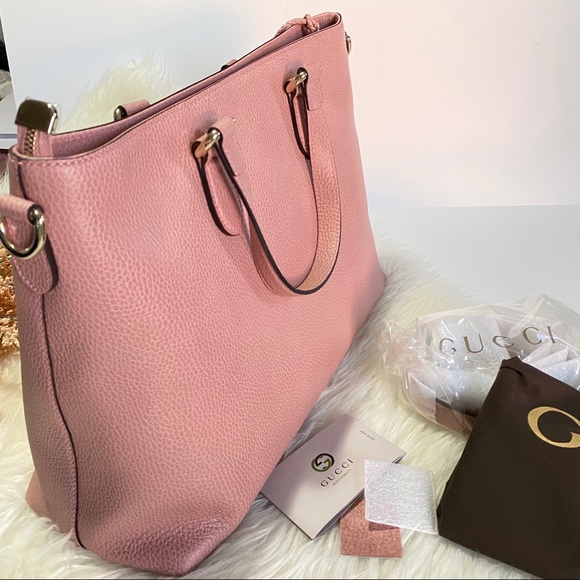 Gucci Pink Leather Bamboo Tassel Calf Tote - Picture 15 of 16